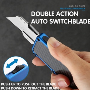 Couteau utilitaire OTF à double <span class=keywords><strong>action</strong></span> avec lame interchangeable rapide, manche en alliage d'aluminium, 5 lames supplémentaires remplaçables - Product Image 1