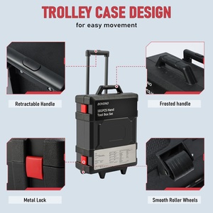 Ensemble <span class=keywords><strong>d</strong></span>'outils <span class=keywords><strong>de</strong></span> 191 pièces pour hommes, trousse à outils pour la maison avec valise à roulettes en plastique, ensemble <span class=keywords><strong>d</strong></span>'outils manuels portables pour la maison et l'automobile - Product Image 4