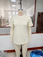 Kaos oblong katun murni premium 260G, rajutan ganda, berat, kerah bulat, lengan pendek, potongan regular