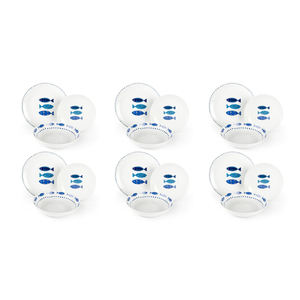 Juego de Vajilla Excelsa de 18 Piezas, Platos de Porcelana Azul Océano con Diseño de Peces, Estilo Nórdico, Apto para Lavavajillas - Product Image 5