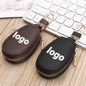 High Quality Leather Key Car Key Multi-functional <b>Mini</b> Large Capacity Car Zipper Remote Control Keychain Cosmetics <b>Bag</b> - Product Image 2