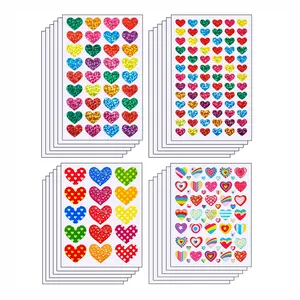 Customized Logo Stickers Heart Glitter Sheet Sticker Scratch Off Sticker Sheets