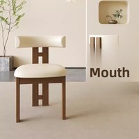 Chaise de salle à manger vintage en bois massif de style français, motif barbe de chat, touche rétro pastorale nostalgique, mobilier léger de designer pour la maison