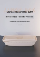 Contenedor de Alimentos Biodegradable de 1250 ml, Ecológico, de Almidón Vegetal, con Tapa Antiderrames, Alta Resistencia, Forma Alargada