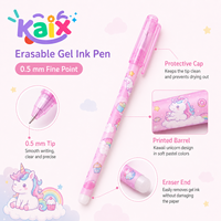 Stylo gel effaçable en gros KAIX Clean Erasing, pointe fine 0,5 mm, encre bleue, stylo gel à encre lisse pour l'écriture des étudiants