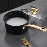 Set Peralatan Masak Marmer Tanpa Lapisan 4 Pcs Set Panci Granit Kompatibel dengan Kompor Induksi & Gas Peralatan Masak Serbaguna untuk Dapur Rumah