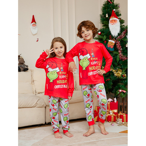 Nuevos pijamas de tela de seda de leche con estampado navideño para mamá y para <span class=keywords><strong>mi</strong></span> familia, pijamas a juego. - Product Image 4