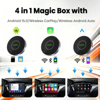 PlayAiBox Android 15, Caja Inalámbrica Carplay con IA, Qualcomm 6350, 8GB+128GB, Red 5G, GPS Integrado, Multimedia para Auto, YouTube, Netflix