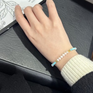 Nueva Pulsera de Perlas de Agua Dulce Turquesa Estilo Chino con Cielo Estrellado Plateado, Pulsera de Tenis de Moda Famosa en Internet - Product Image 4