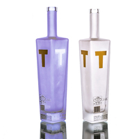 Bouteille en verre de vodka carrée à base épaisse 50ml 375ml 750ml 1000ml