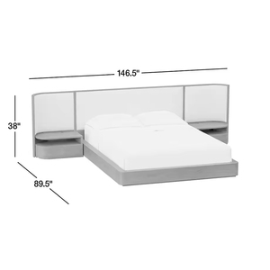 Delanto Modern Massief gestoffeerd kingsize bed met walnoot fineer nachtkastjes, opbergplatform, milieuvriendelijk, duurzaam, meubelpaneel voor thuis - Product Image 4
