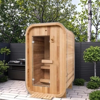 Sauna Traditionnel Portable en Bois de Cèdre Rouge Massif, Design Moderne, 1-2 Personnes, Vapeur Sèche et Humide, Idéal Jardin, Grande Vente