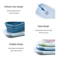 Set Van 4 Opvouwbare Herbruikbare Food Grade Siliconen Bento Lunchbox Luchtdichte Opvouwbare Voedselopslagcontainers Voor Fruit