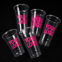 Gobelets transparents personnalisés en PET avec pailles pour boissons froides, thé glacé, café et jus