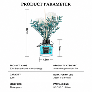 Diffuseur de parfum à bâtonnets 50 ml de luxe, artisanal, moderne, pour la décoration intérieure, aux huiles essentielles aromatiques et fleurs séchées naturelles, parfum longue durée - Product Image 6