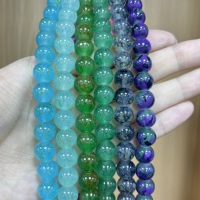 Perles en verre imitation jade craquelé, rondes, 8mm et 10mm, pour bijoux quotidiens bohèmes empilables et DIY, vente en gros à bas prix