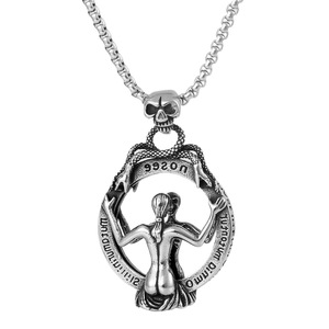 Yunnique-collar con colgante de espejo de calavera de acero inoxidable con diseño de esqueleto para hombres y mujeres, joyería de moda - Product Image 5