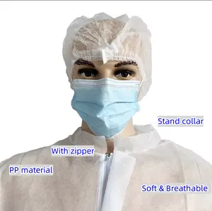 50gsm Microporous Coverall New Material Stand Up Collar Elastic On Waist Ankles Cuffs With Neck Label