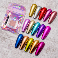 Poudre à ongles Aurora colorée Newby, poudre acrylique holographique, poudre magique miroir chromée avec paillettes et liquide
