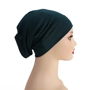 Bonnet Hijab extensible de couleur unie pour femmes islamique sous l'écharpe pull Hijab Undercap