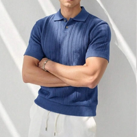 Polo tricoté à manches courtes pour homme, col côtelé, coupe ajustée, pull, vente en gros, fabricant, logo personnalisé, échantillon