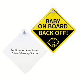 Panneaux de signalisation « Bébé à bord » en aluminium vierge personnalisables avec ventouse, pour sublimation, signalisation d'avertissement automobile - Product Image 1