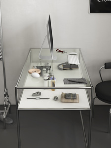 Danish Designer Stainless Steel Supermarket Rack with Simple Glass Top Home Office <strong>Computer</strong> Display Work Desk for Clothing <strong>Store</strong> - Product Image 3