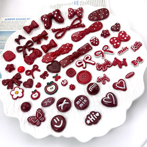 Accessoires de bijoux DIY en forme de nœud rouge et de visage souriant, fournitures d'artisanat en résine plastique pour Crocs, coques de téléphone et accessoires pour cheveux - Product Image 2