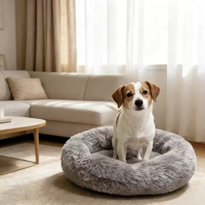 <span class=keywords><strong>Coussin</strong></span> rond <span class=keywords><strong>pour</strong></span> <span class=keywords><strong>chien</strong></span> <span class=keywords><strong>anti</strong></span>-anxiété apaisant, lavable, en fourrure moelleuse, avec base antidérapante - Product Image 5