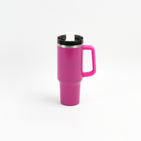 Gobelet isotherme en acier inoxydable avec poignée 40oz, tasse de voyage isolée sous vide, finition mate magenta, pour porte-gobelet de voiture, sans BPA, logo personnalisé, ODM