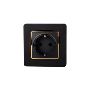 Abuk European Standard Power Supply Switch Black Pc Panel Uk Electrical Wall Switch Socket For Home Hotel