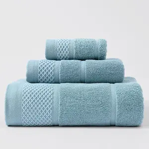 China Factory Wholesale 35*75 Cm 70*140 Cm Custom Logo Package Hand Face Bath Towels Sets 100% Pure Cotton 3 Pieces Towel Set