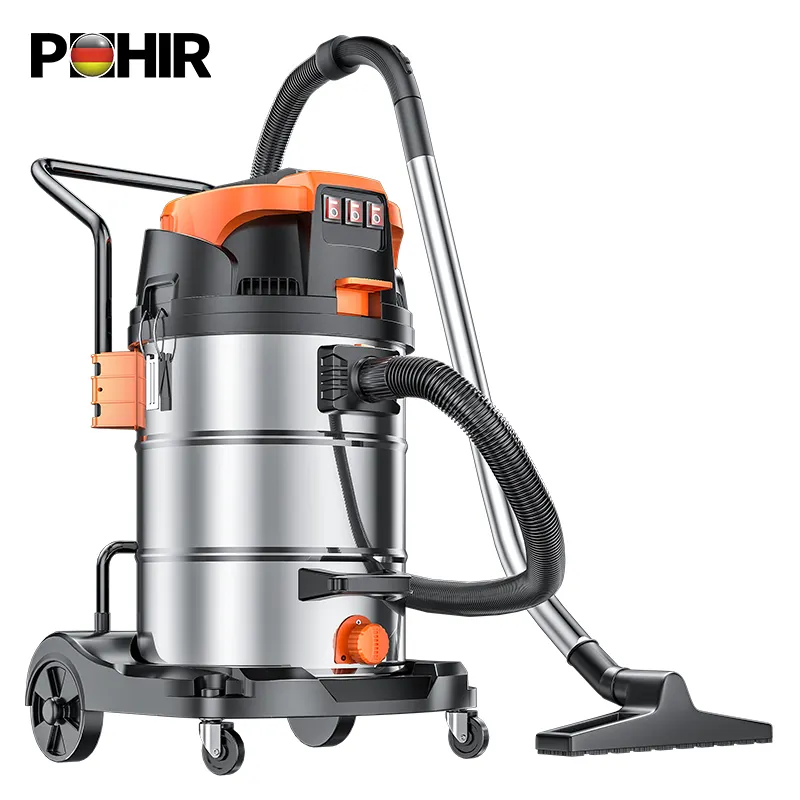 POHIR 3-motor 3000W 70L High Quality Wet and Dry Industrial Plastic Tank Vacuum Cleaner