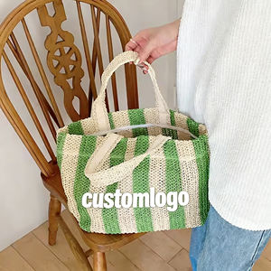 Bolsos de Mano Bordados <span class=keywords><strong>a</strong></span> Mano, Bolso de Playa Vintage <span class=keywords><strong>para</strong></span> Mujer, Bolso de Mano Informal Colorido de <span class=keywords><strong>Crochet</strong></span>, Bolso Tipo Cubo con Logotipo Bordado Personalizado - Product Image 1