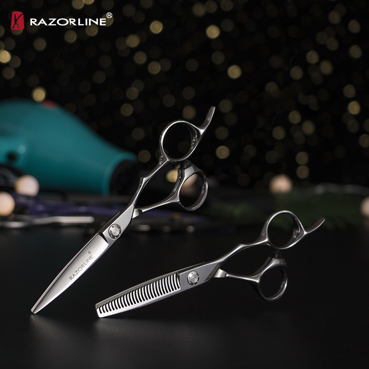 Razorline AK18SET Tijeras de pelo Tijeras de dientes de corte de pelo Titan Hitachi Tijeras de adelgazamiento de corte de pelo profesional de pulgadas