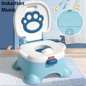 <span class=keywords><strong>Pot</strong></span> portable pour bébé, toilette musicale à induction pour tout-petits 2-en-1, siège de toilette d'apprentissage confortable et marchepied avec dossier et housse - Product Image 5