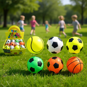 Fluorescent Rubber Toy <b>Balls</b> 6 Cm Assorted Sports Design Display Pack - Product Image 2
