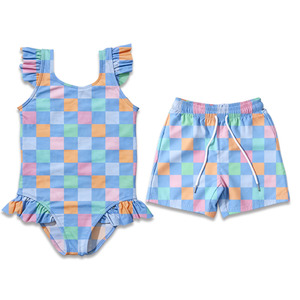 <span class=keywords><strong>Maillot</strong></span> de bain pour enfants avec imprimé de dessin animé personnalisé, bikini pour filles et short de bain pour garçons, <span class=keywords><strong>maillot</strong></span> de bain combiné en nylon SPF 50+, maillots de bain d'été pour enfants - Product Image 6