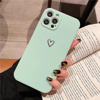 Mignon Amour Coeur De Luxe Téléphone étui pour iphone 16 13 Pro Max 11 XS Max XR 7 8 Plus Bonbons Couleur Doux Silicone Mat Couverture Divers