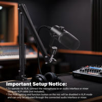 Kit de bras de micro dynamique OEM DM65T USB/XLR avec éclairage RGB et suppression du bruit pour podcast, streaming vidéo, jeux et interviews