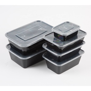 Airtight take out food box clear plastic rectangle container for fast food packaging