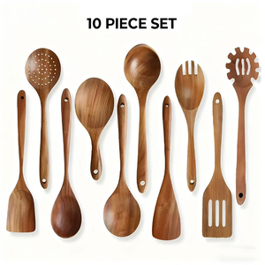 Chuyên Nghiệp Bán Buôn 10 Miếng Không Dính Thìa Thìa Và Salad Dforks <span class=keywords><strong>Set</strong></span> Acaica Tre Bằng Gỗ Đồ Dùng Nhà Bếp Thiết Lập - Product Image 2