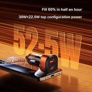 อะแดปเตอร์ที่จุดบุหรี่<span class=keywords><strong>2</strong></span>พอร์ตสำหรับรถยนต์52.5W โปร่งใสชาร์จเร็ว USB C อะแดปเตอร์ที่ชาร์จสำหรับ iPhone <span class=keywords><strong>iPad</strong></span> <span class=keywords><strong>airpods</strong></span> Samsung - Product Image 4