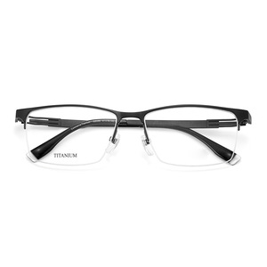 Montures de lunettes pour hommes Commerce Titanium S9086, demi-cadre rectangulaire, légères, en titane pur, verres en résine - Product Image 1