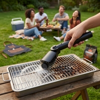 Brosse de nettoyage électrique sans fil pour barbecue, 2600 mAh, style coréen, manche long en plastique, tête rotative améliorée