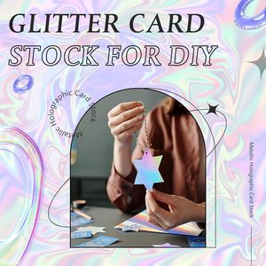 100 Sheets Metallic Holographic Coated Single Side Shiny Glitter Iridescent Mirror <strong>Card</strong> <strong>Stock</strong> <strong>Paper</strong> - Product Image 5