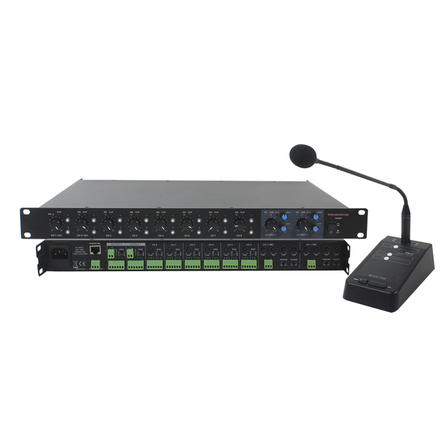 T PA System 2 Zone Paging Microphone for P82S Professional 8 Channel Input Preamplifier