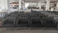 Sofá Seccional de 3 Plazas de Cuero PU Negro, Diseño Moderno y Relajante, Importado de Foshan, China, para Oficina o Recepción