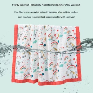 <span class=keywords><strong>Serviette</strong></span> de Bain Bébé Nouveau-né Ultra-Douce 6 Couches Coton Pur Antibactérien Doux pour la Peau Gaze Motif Animal Personnalisable - Product Image 2