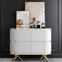 Buffet simple italien Art moderne léger Salon de luxe Table de contrôle de comptoir en marbre d'acier inoxydable